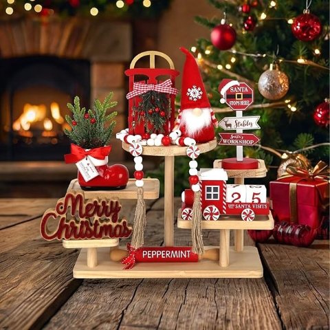 Christmas 8件装托盘装饰套装