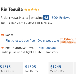 坎昆7天全包只要$1215！直飞机票＋酒...