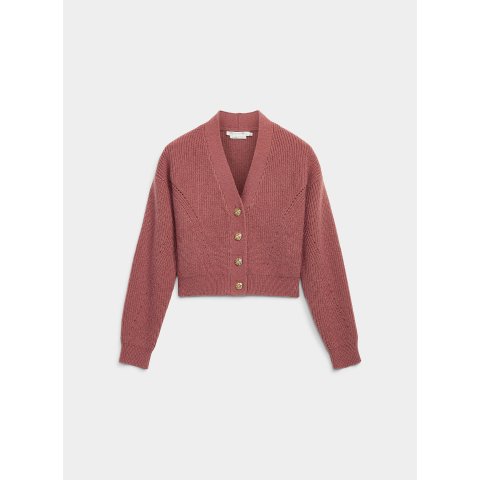 Jewel 纽扣厚织开衫 豆沙红和米白可选