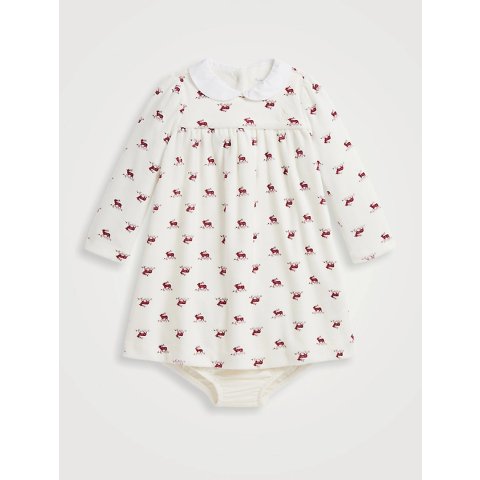 Velour 鹿印连衣裙套装