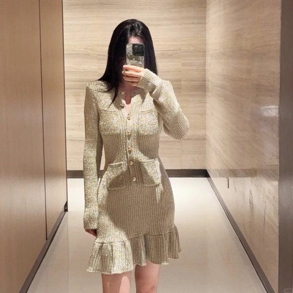 Lurex 针织迷你连衣裙