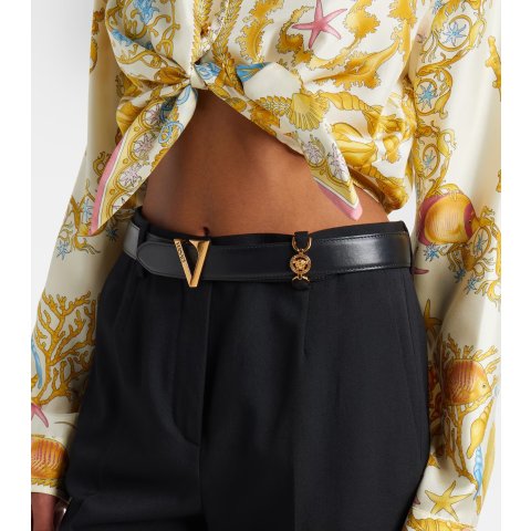 Logo 皮革腰带 黑色