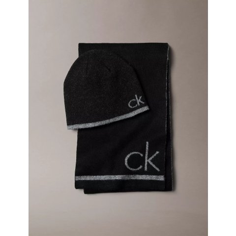  羊毛混纺针织帽围巾套装