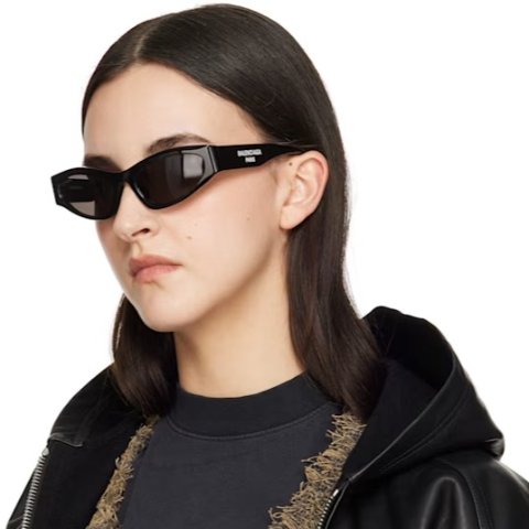 BalenciagaBlack Cateye 标志太阳镜