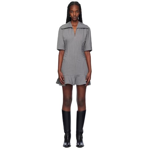 Gray 条纹短连衣裙