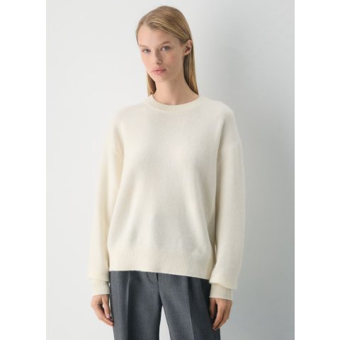 Essential 针织羊绒圆领衫 米白色