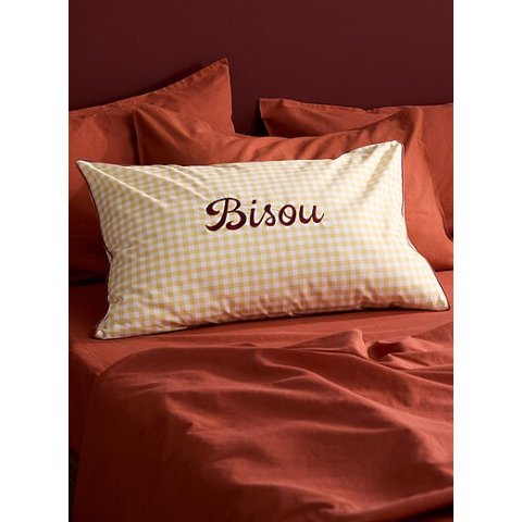 Bisou 刺绣枕套 格纹