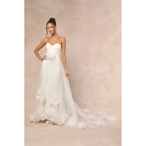 Somerie 象牙白褶皱露肩长裙