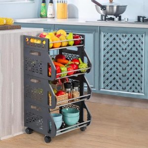 4层移动储物推车 黑色