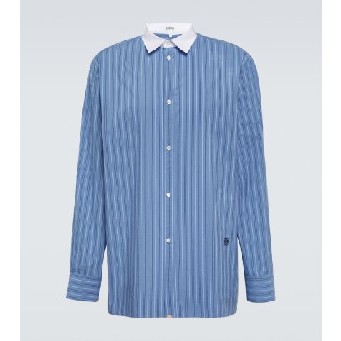 条纹棉府绸衬衫