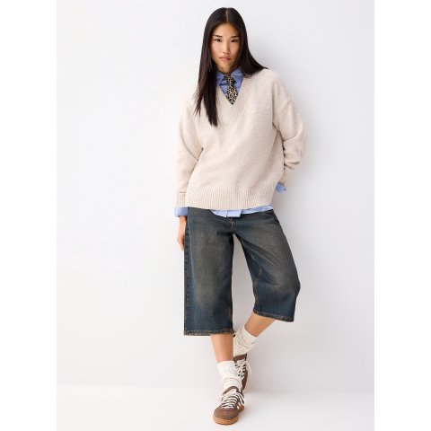 Plush V领针织毛衣