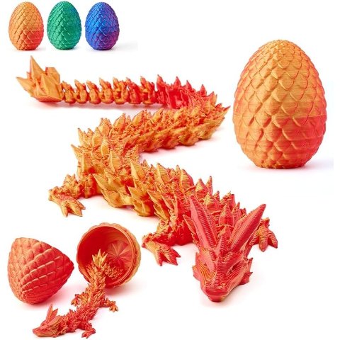 3D Printed 龙蛋 带关节龙 摆件