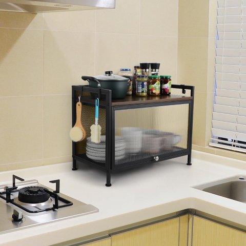 翻盖门 台面储物架