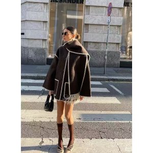 Toteme棕色款好有气质！Brown 刺绣外套