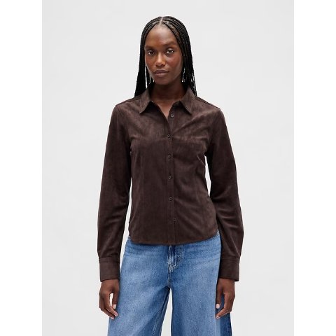 Vegan Suede 修身衬衫