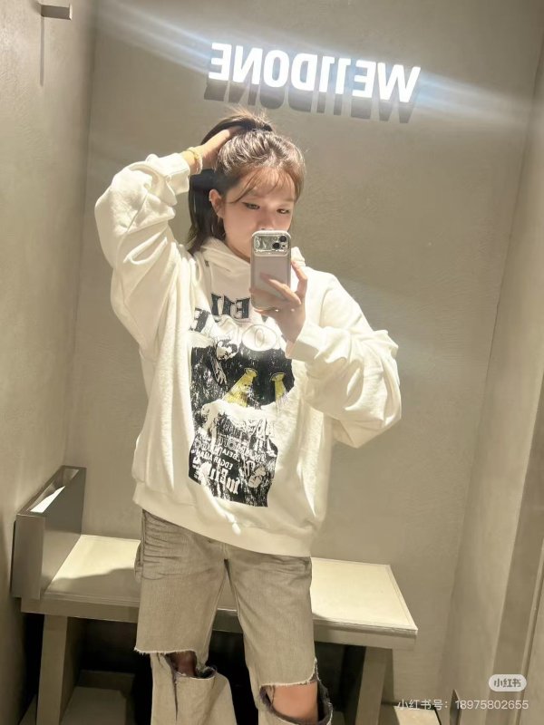 White Black Cat 连帽卫衣