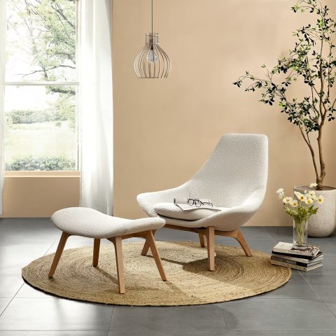 Gable Boucle高背扶手椅+脚凳