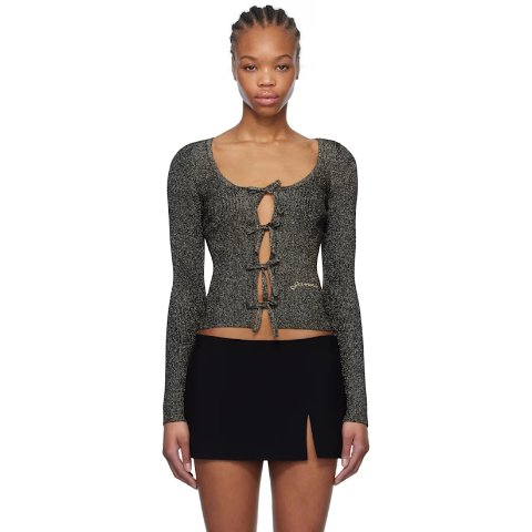 Black & Gold 闪耀系带开衫