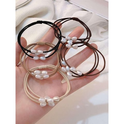 Pearl 心形蝴蝶结发圈 5件