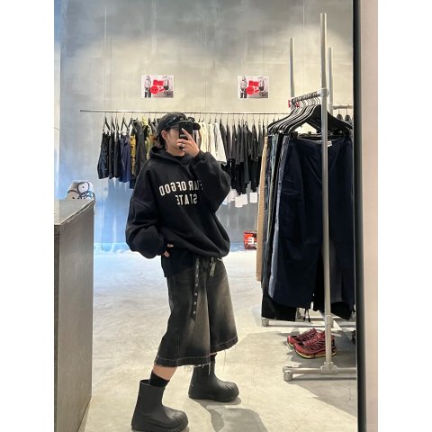 今年新款90s Fit 黑色抓绒连帽衫