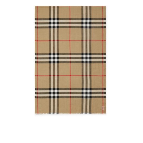 Check 羊毛真丝围巾