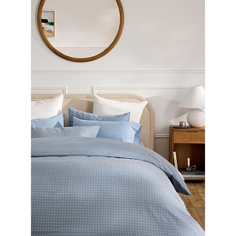 几何图案蔚蓝法兰绒床品 100%有机棉