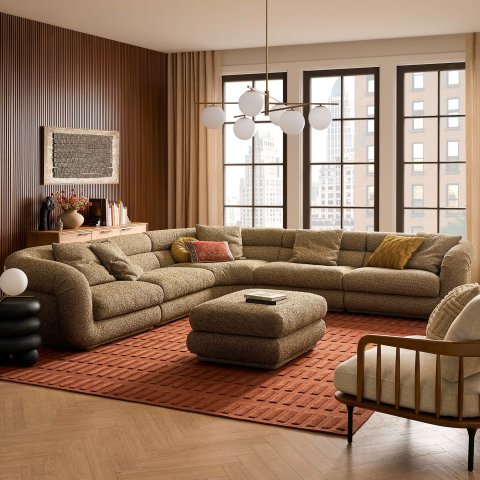 Solari 织物转角沙发 配脚凳