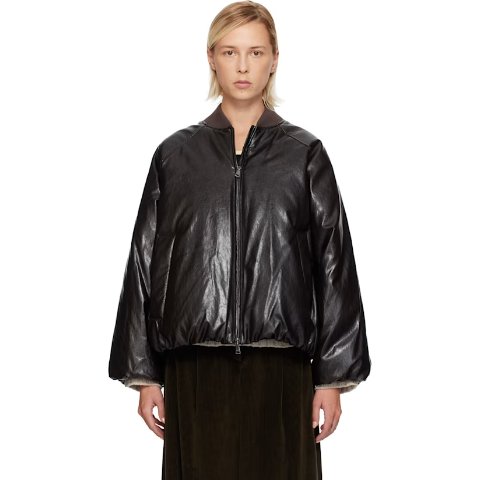 Potente 棕色仿皮夹克