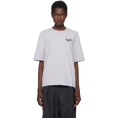 Maison Kitsune 字母印花灰色T恤
