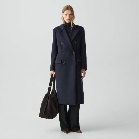 Plush Melton 双排扣大衣