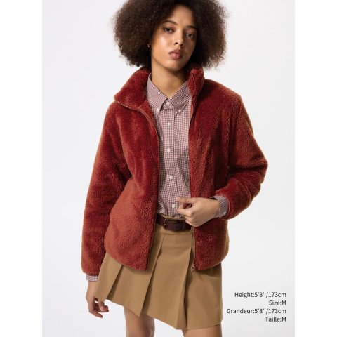 女士绒毛拉链夹克