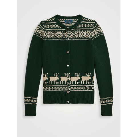 Fair Isle 驯鹿针织开衫 棉混纺