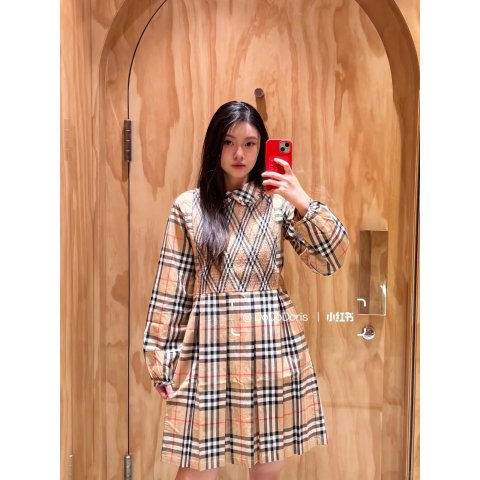 Beige Check 儿童棉质连衣裙