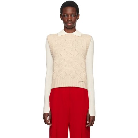 Cable Knit 米色马甲