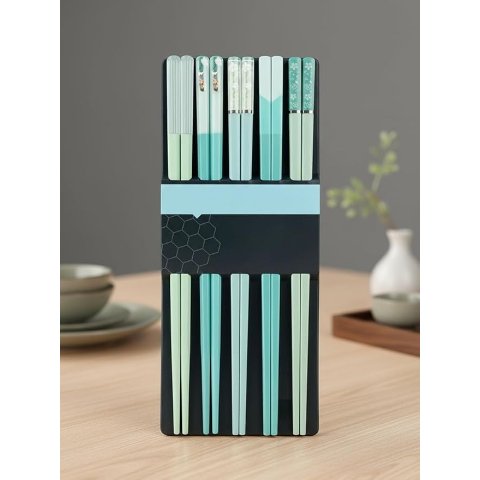 玻璃纤维筷子 5双 蓝色防滑