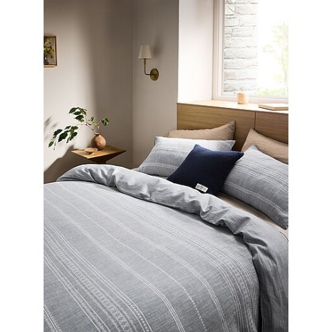 条纹混亚麻被套套装