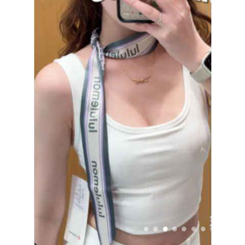 Lululemon超美细蓝白 可做腰带或绑包~Satin 窄丝巾