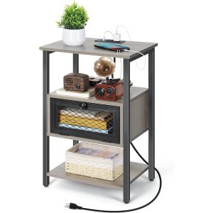 3层 灰色抽屉边桌 带充电站