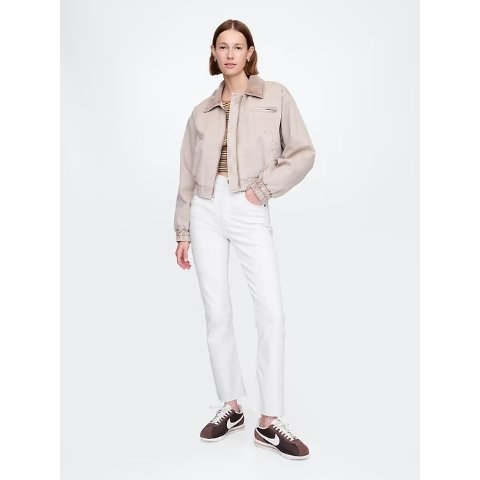 高腰微喇牛仔裤