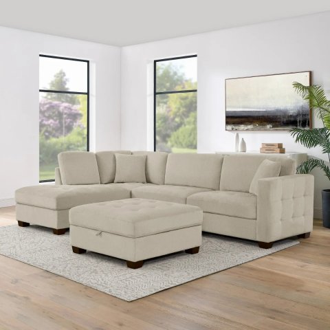 Thomasville 布艺沙发床带储物凳