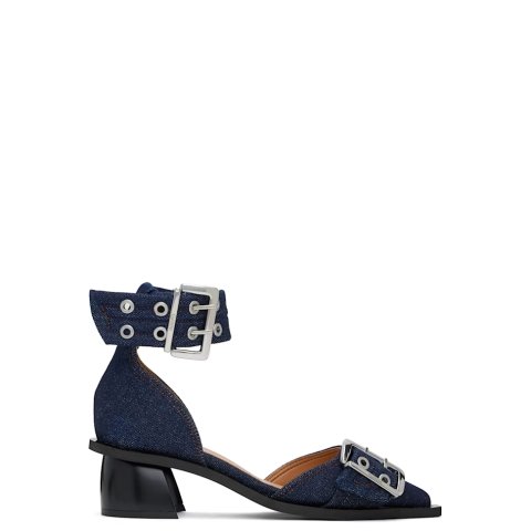 Navy Buckle 女款露趾高跟鞋