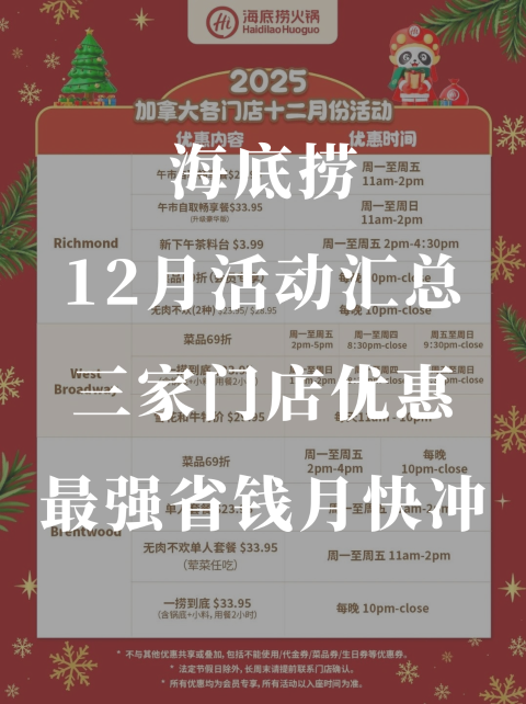 海底捞12月全店活动汇总🔥三家门店优惠全整理！最强省钱月快冲！