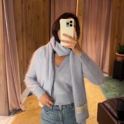 Brushed Cashmere V领毛衣