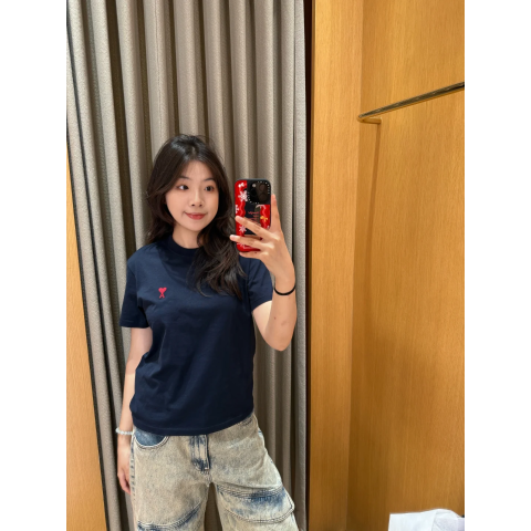 Ami Ami de Coeur 海军蓝棉T恤