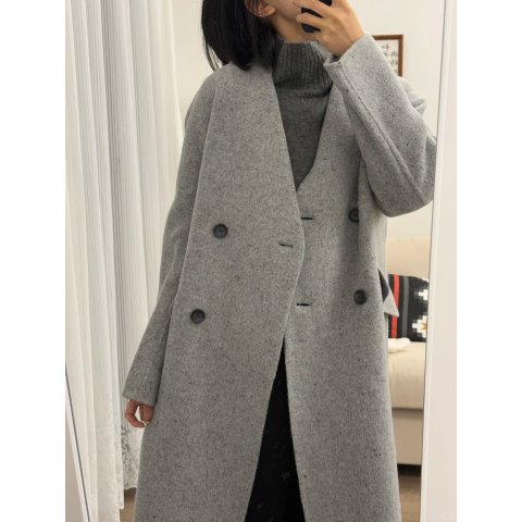 双排扣羊毛羊绒混纺大衣