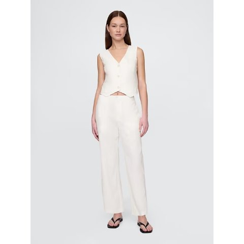 亚麻混纺 直筒九分裤