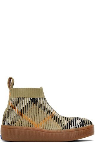 Beige 格子童袜鞋