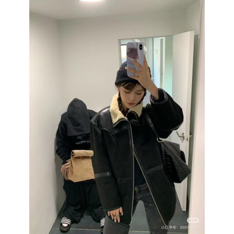 Rylee 仿羔羊毛夹克 黑色