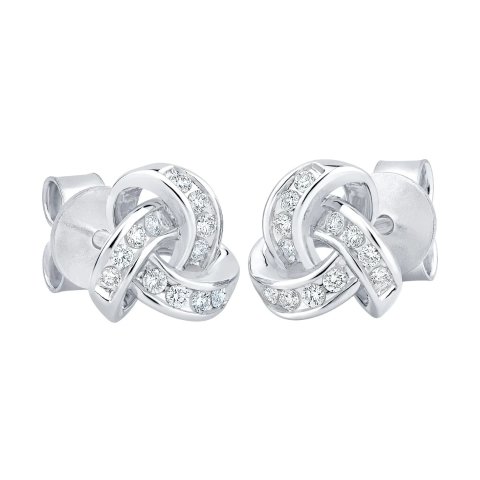 Round 优雅结钻石耳钉 0.15克拉