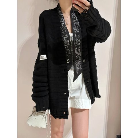 MM6 毛边针织开衫